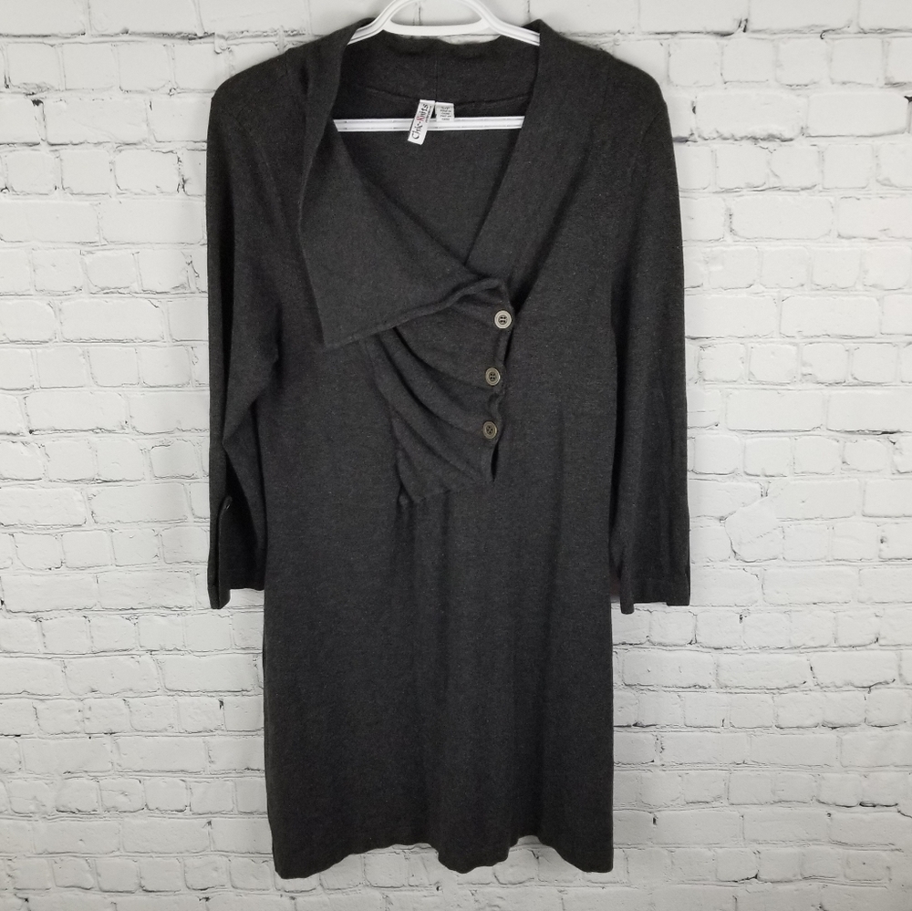 LANA LEE | asymmetrical neckline long sleeve dress